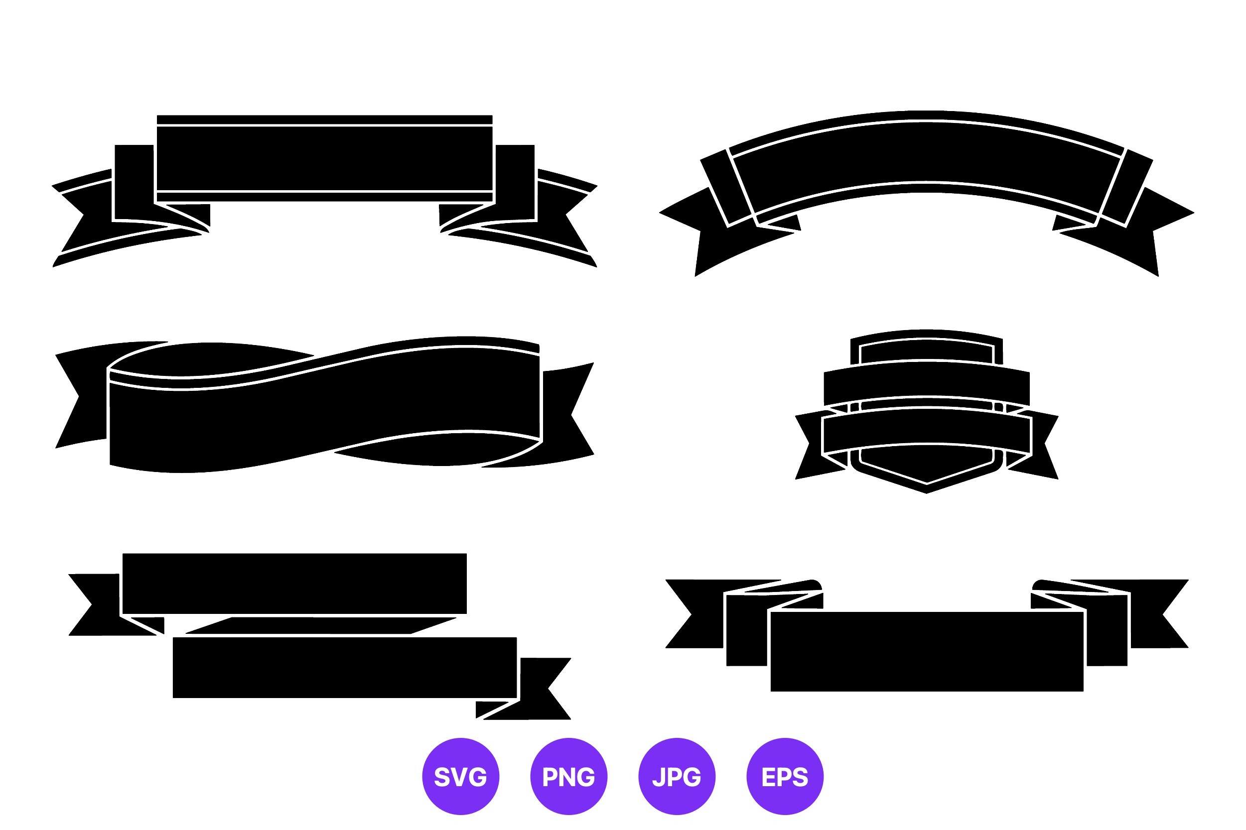 Black Ribbon Banner Shapes