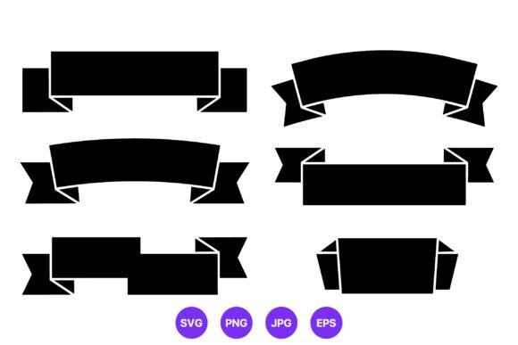 Black Ribbon Banner Vector Set