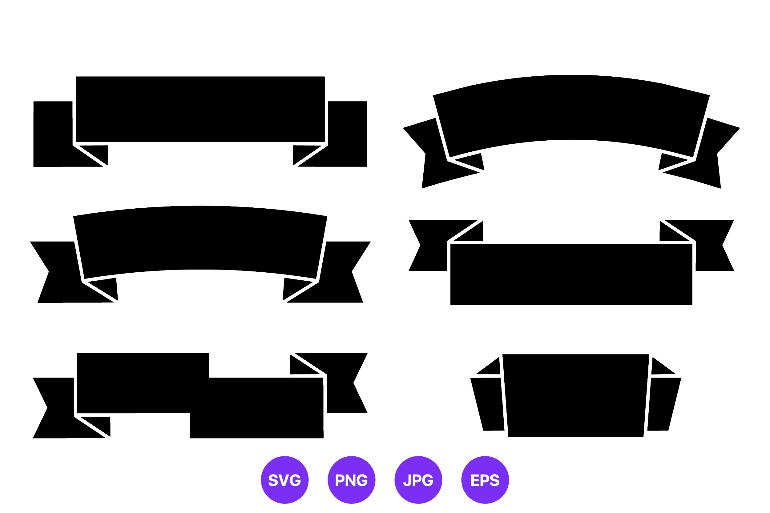 Black Ribbon Banner Vector Set