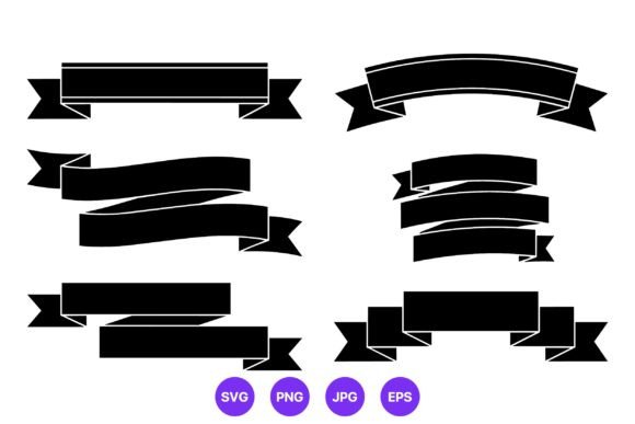 Black Ribbon Banner Vector Set