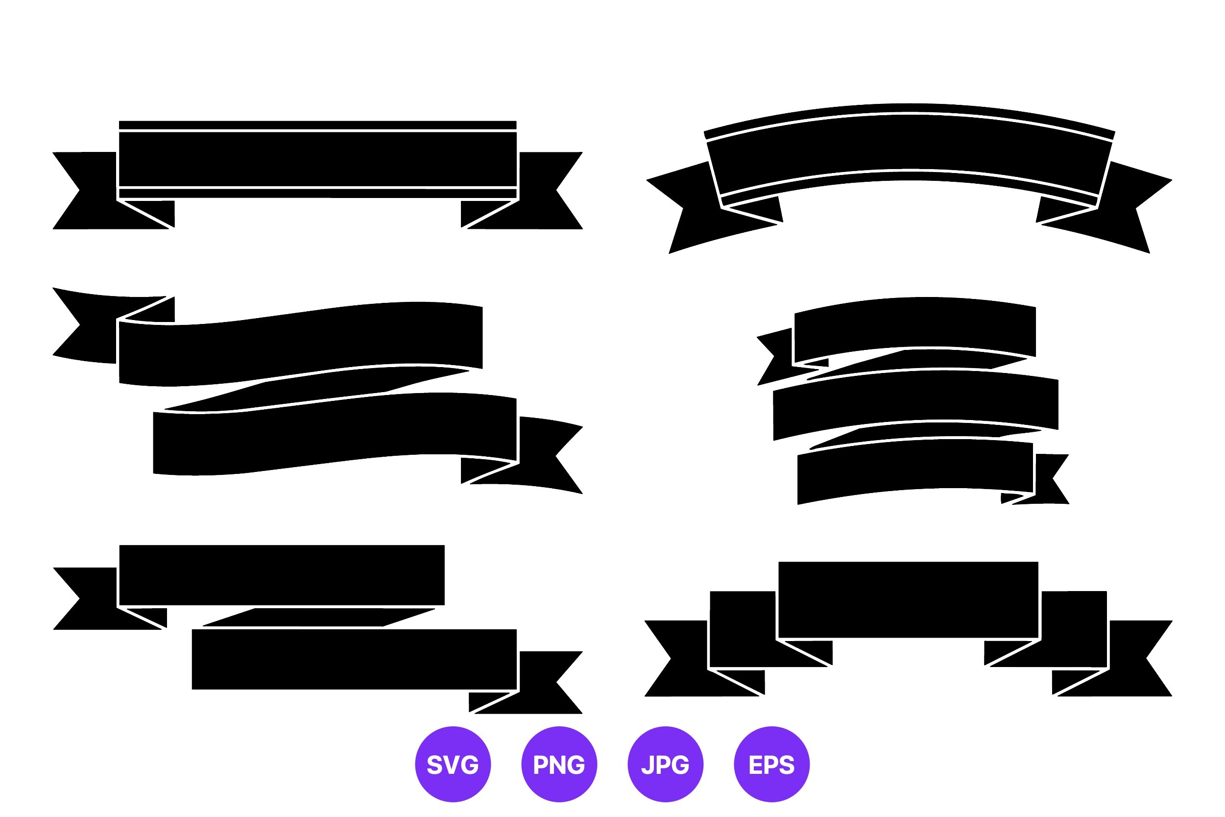 Black Ribbon Banner Vector Set