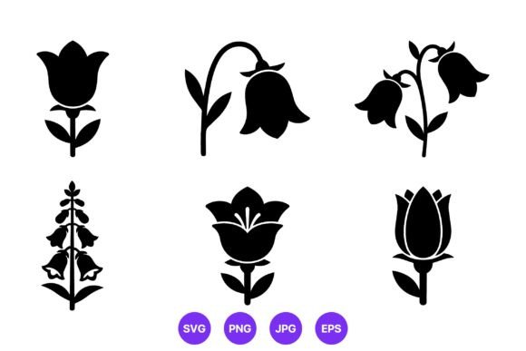 Black Silhouette Flower Vector Art