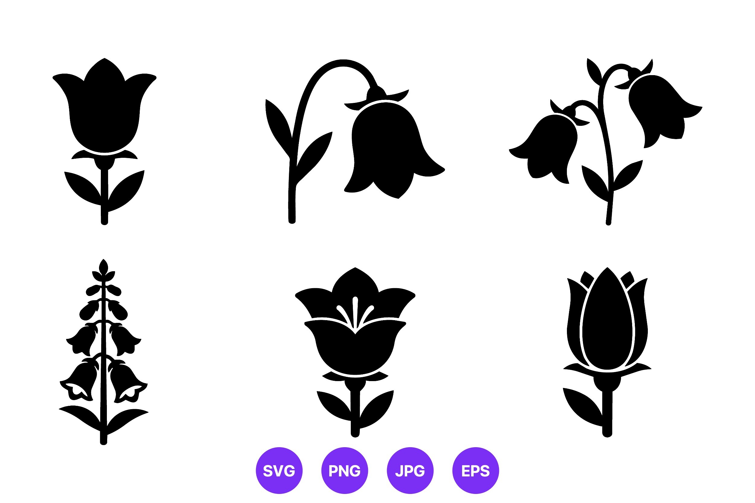 Black Silhouette Flower Vector Art