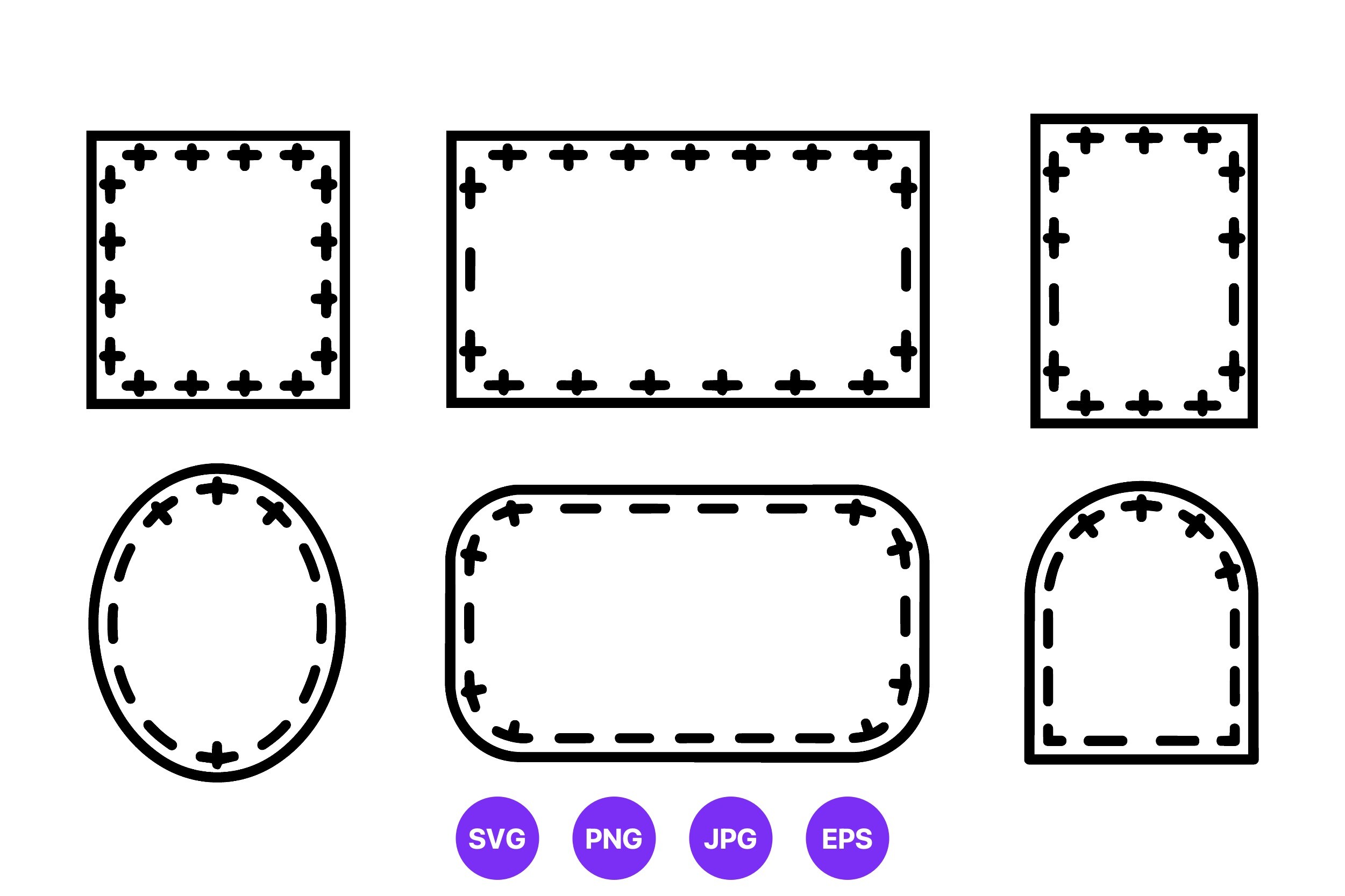 Black Stitch Frames Vector Set