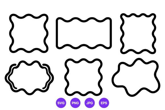 Black Wavy Frame Border Vector Set