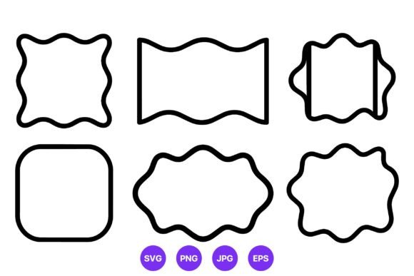Black Wavy Frame Borders Set