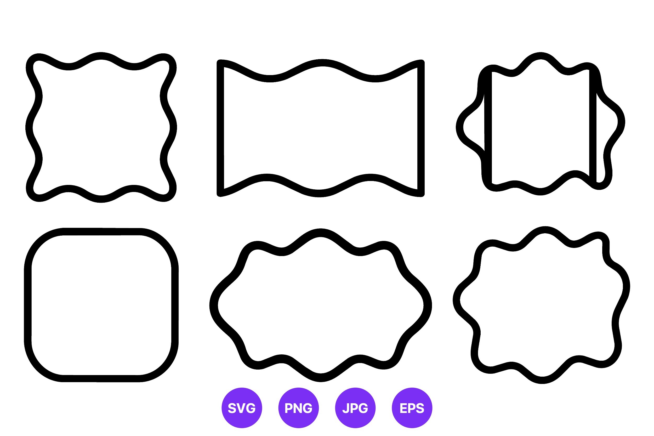 Black Wavy Frame Borders Set
