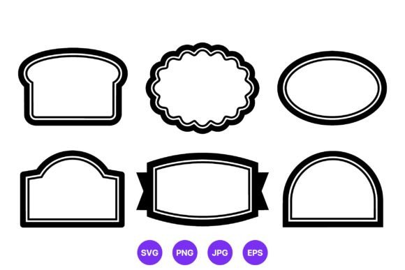 Black White Label Badge Shapes Set