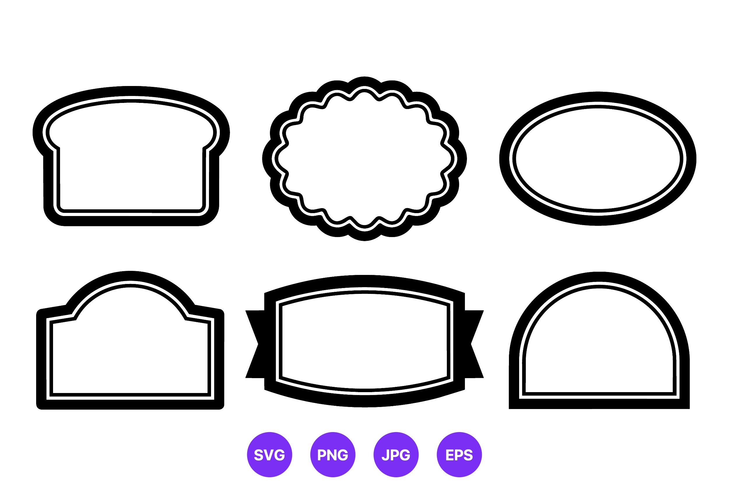 Black White Label Badge Shapes Set