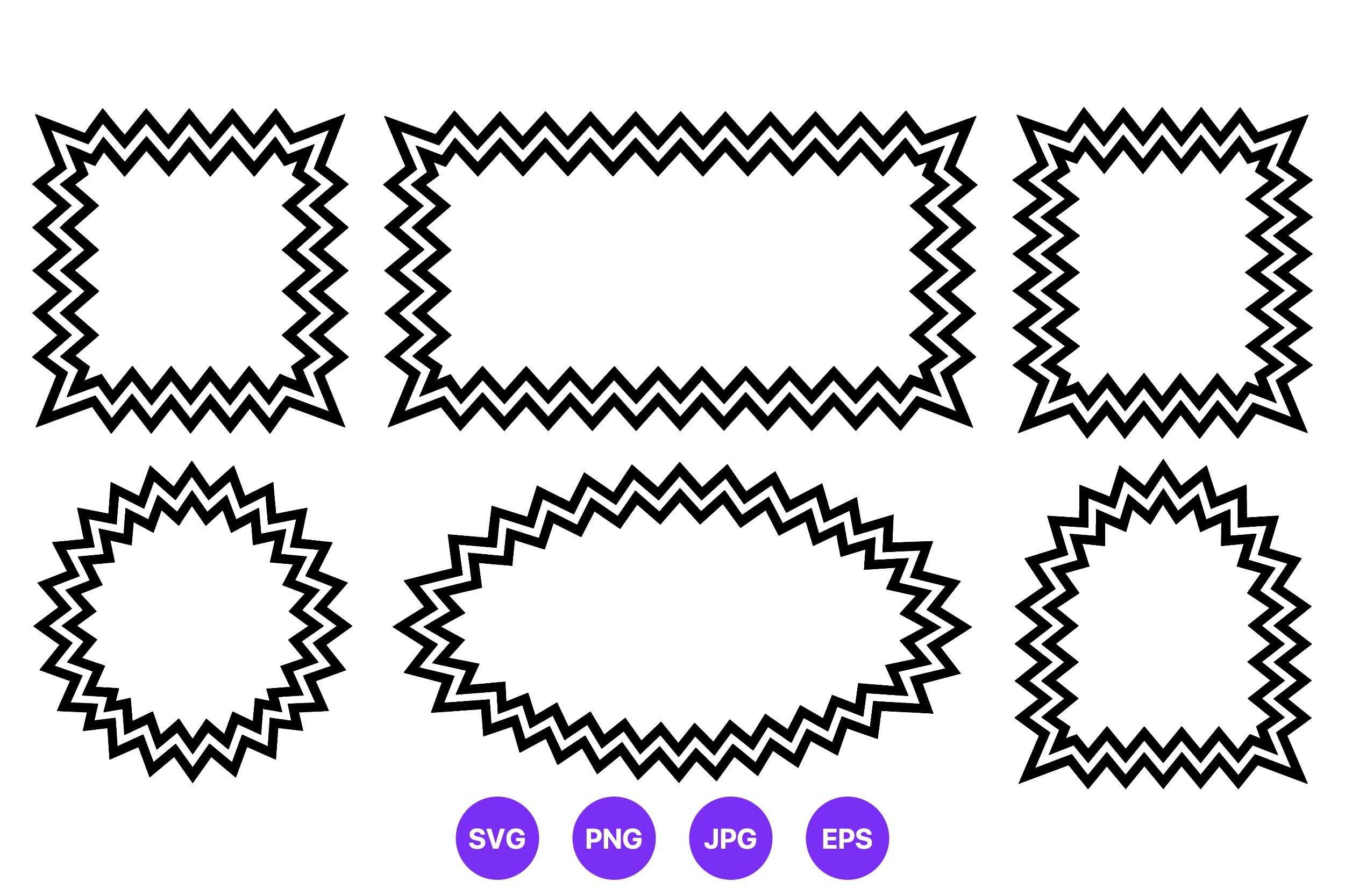 Black Zigzag Border Frames Set