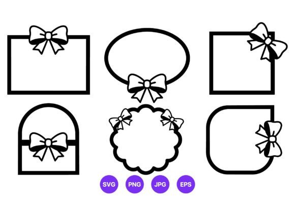 Black and White Frames with Bows Vector