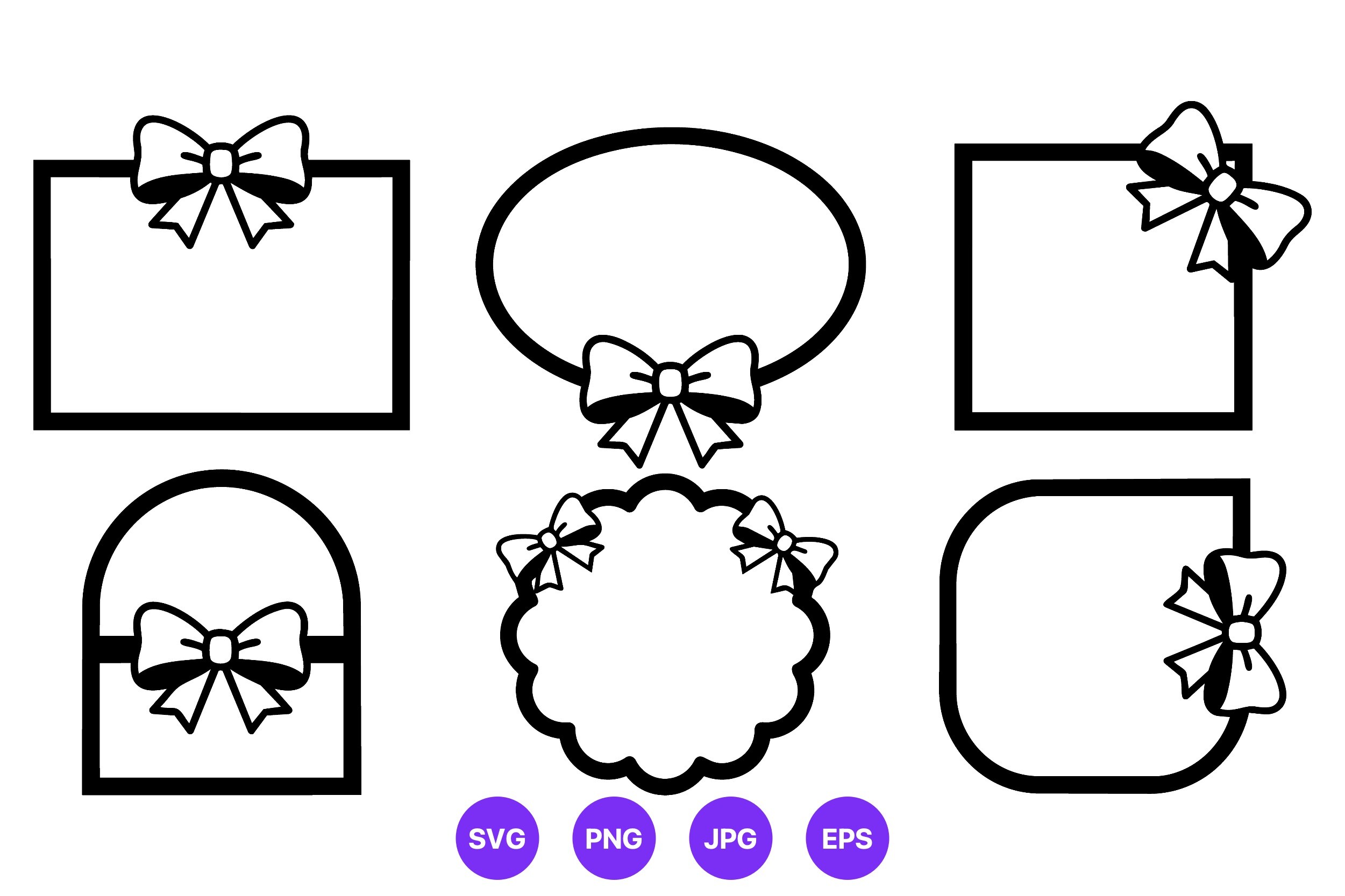 Black and White Frames with Bows Vector