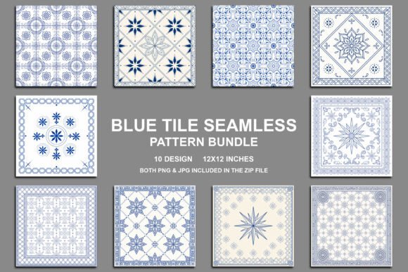 Blue Tile Seamless Pattern Bundle