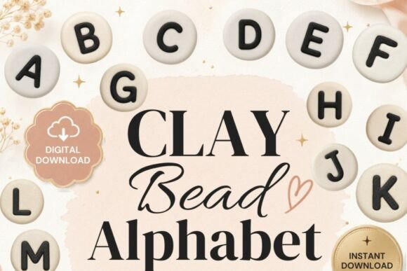 Clay Bead Alphabet PNG Bundle | Neutral