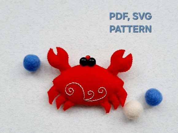 Crab Felt Sewing Pattern, Sea Animal DIY