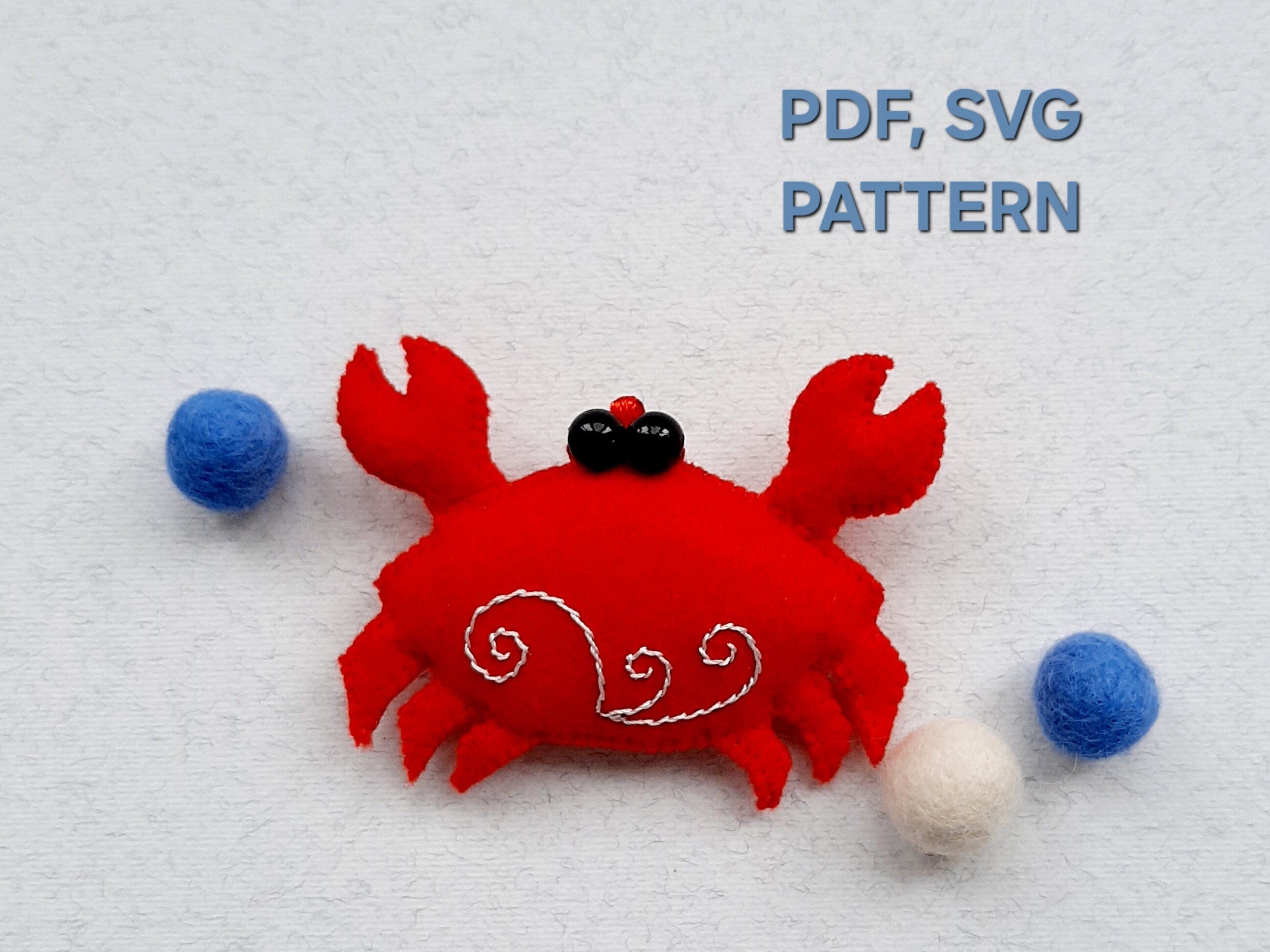 Crab Felt Sewing Pattern, Sea Animal DIY