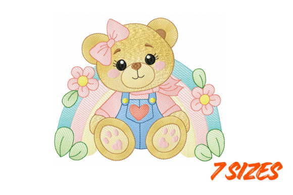 Cute Teddy Bear Embroidery Design Set