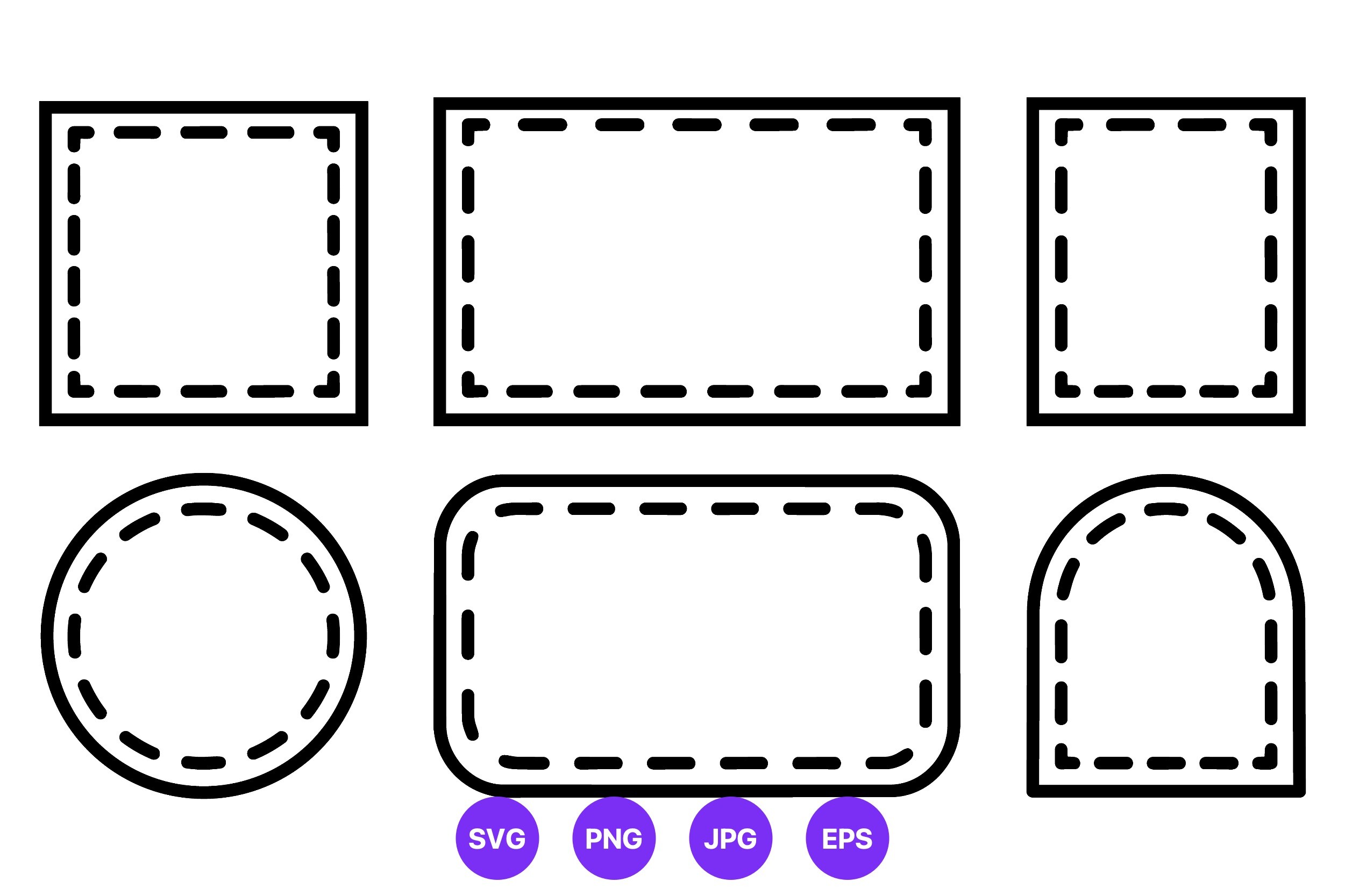 Dashed Stitch Line Frames Vector Pack