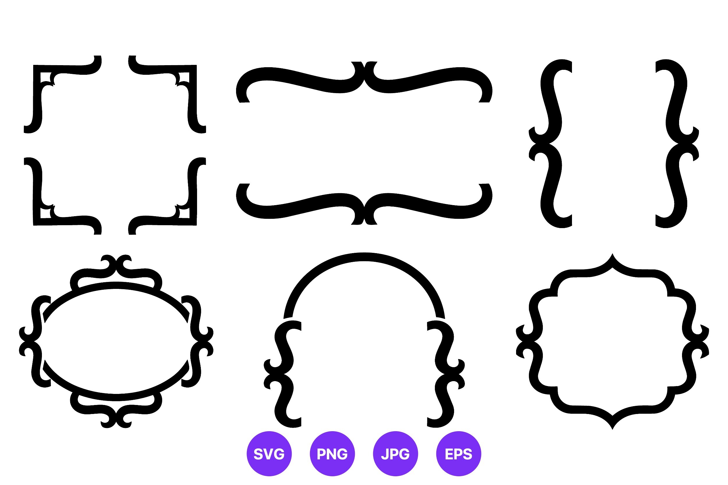 Decorative Curly Bracket Frames Vector