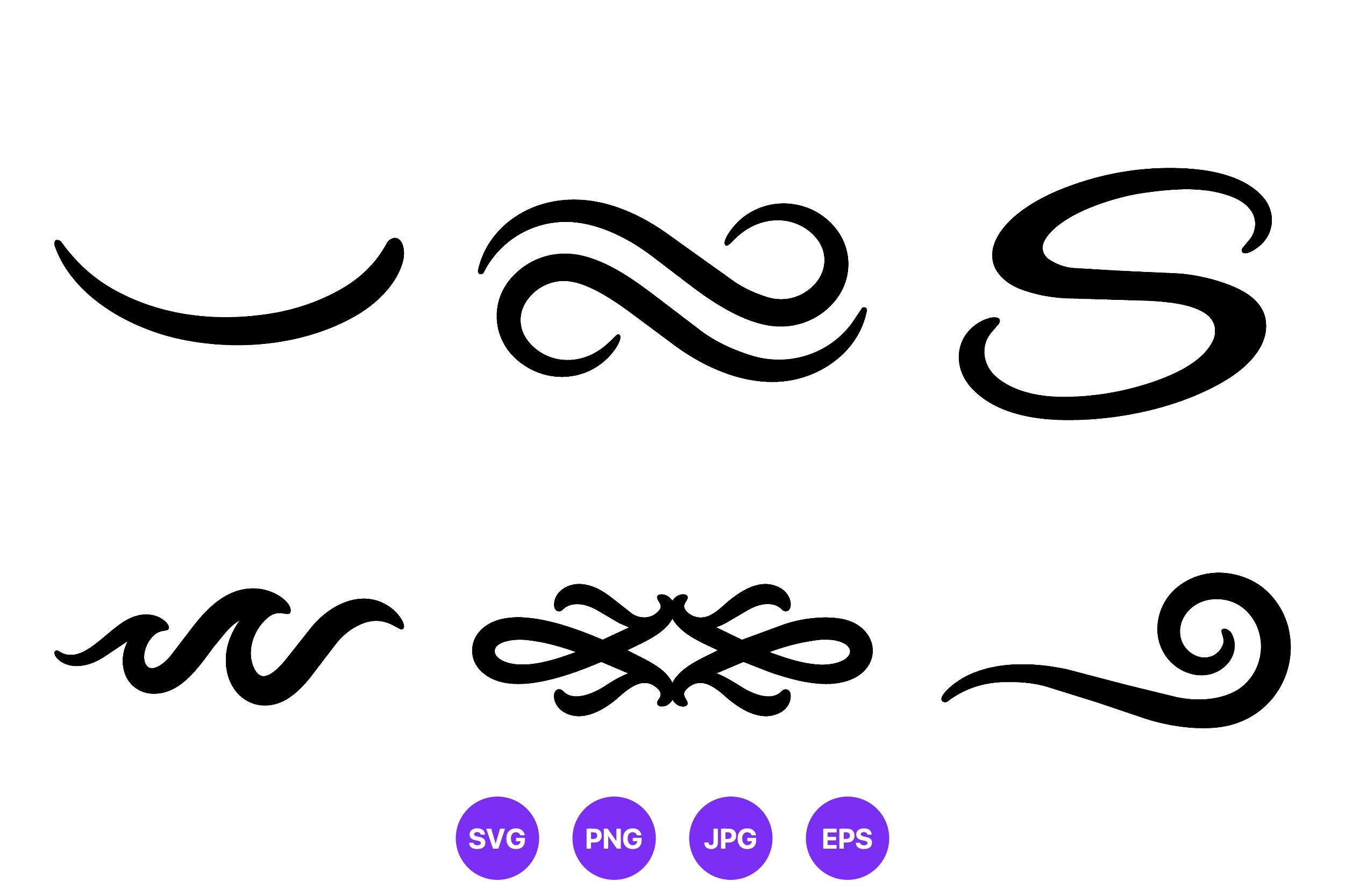 Elegant Black Swirl Vector Elements