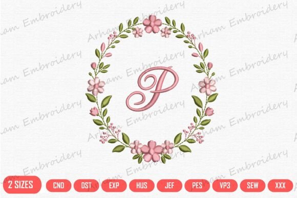 Elegant Flower Monogram Alphabet P