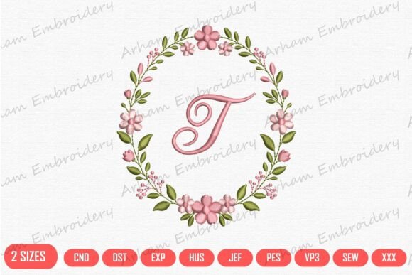 Elegant Flower Monogram Alphabet T