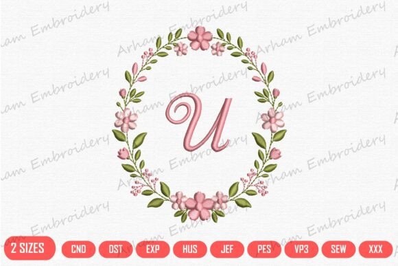 Elegant Flower Monogram Alphabet U