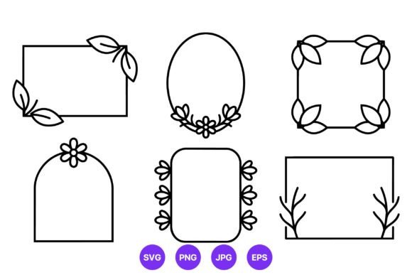 Floral Leaf Frames Vector Set