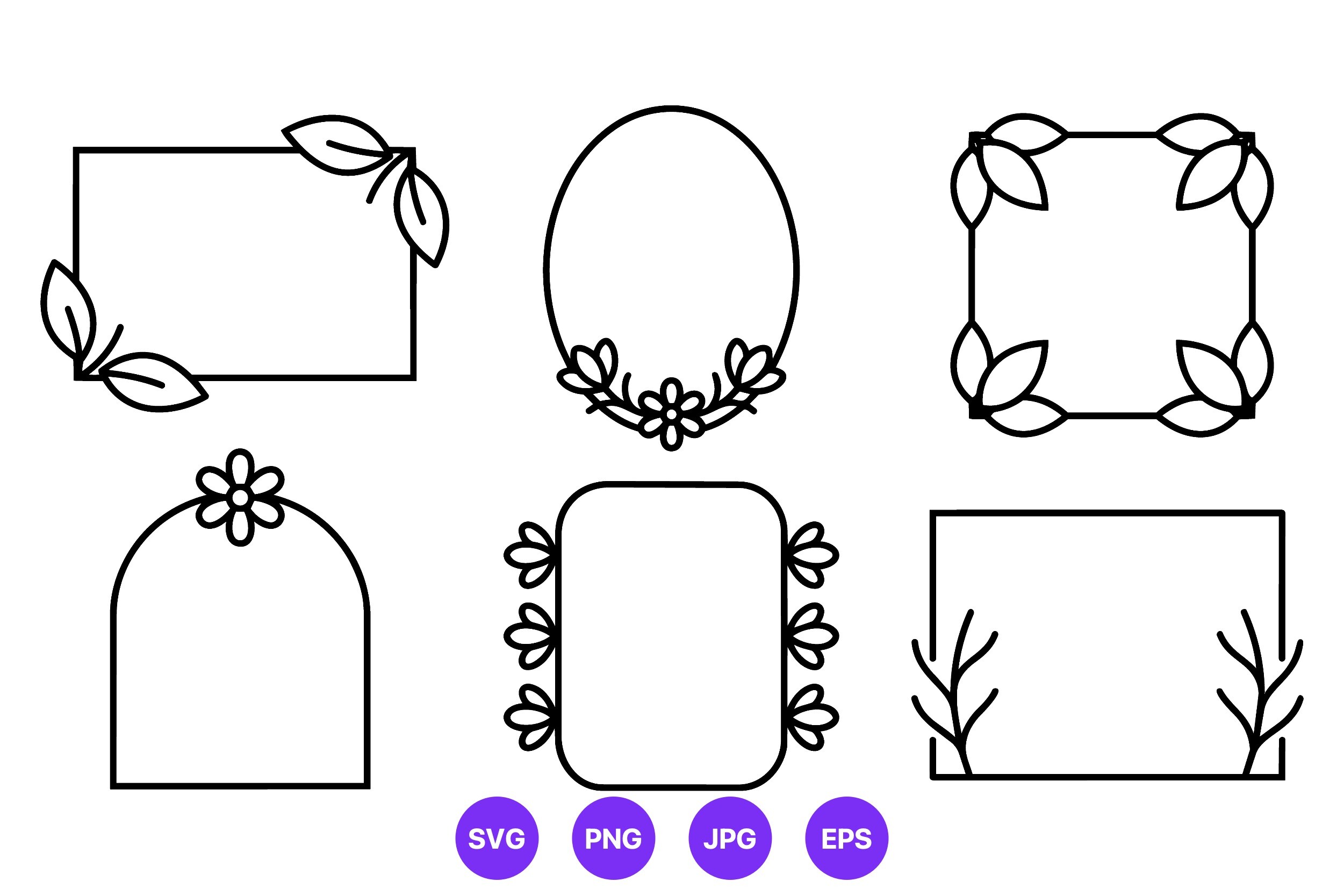 Floral Leaf Frames Vector Set