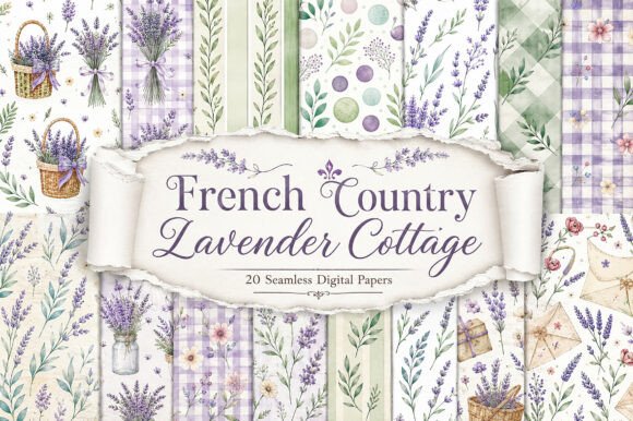 French Country Lavender Cottage Digital