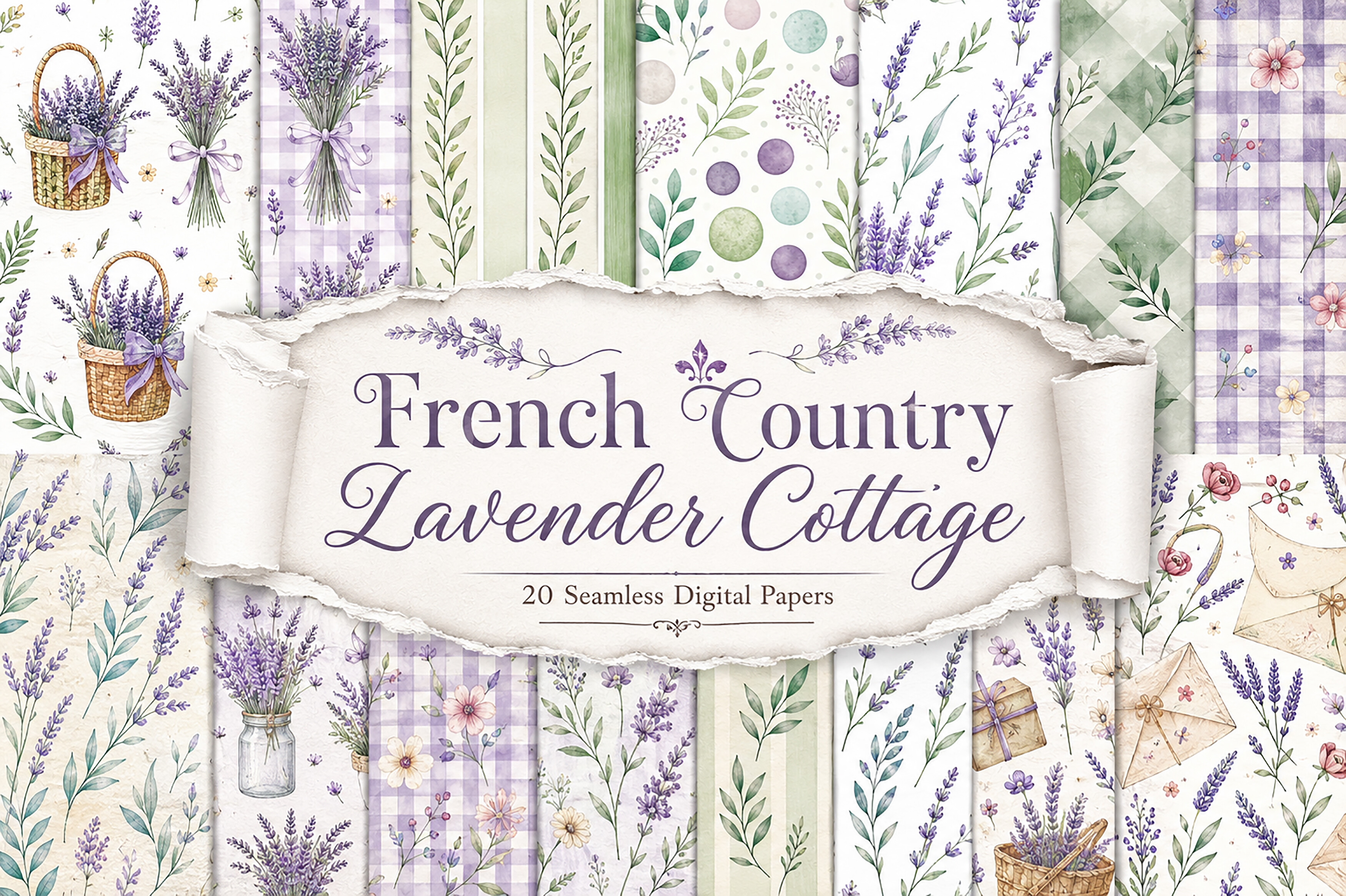 French Country Lavender Cottage Digital