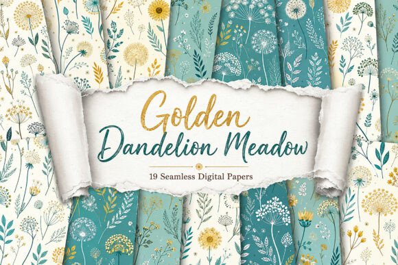 Golden Dandelion Meadow – Digital Papers