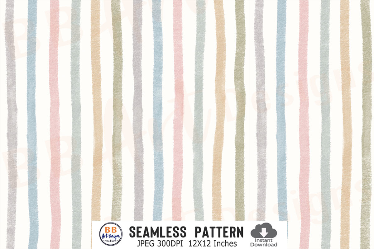 Hand Drawn Baby Stripes Pattern Crayon