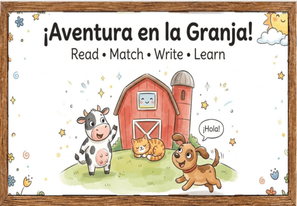 Kids Spanish Farm Animals Worksheet