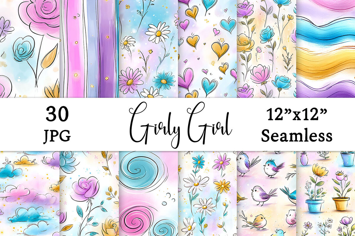 Pastel Girly Whimsical Background Papers