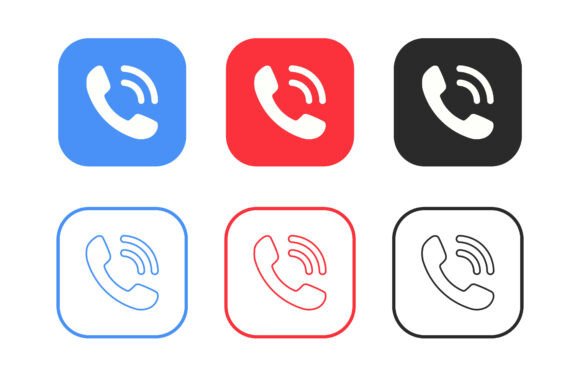 Phone Call Icons Solid and Outline Style