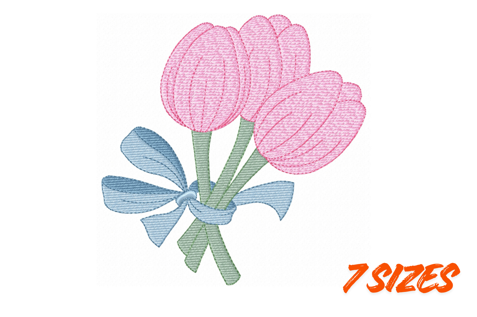 Pink Tulip Bouquet Embroidery Design · Creative Fabrica