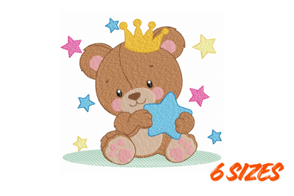 Prince Bear Embroidery Design File