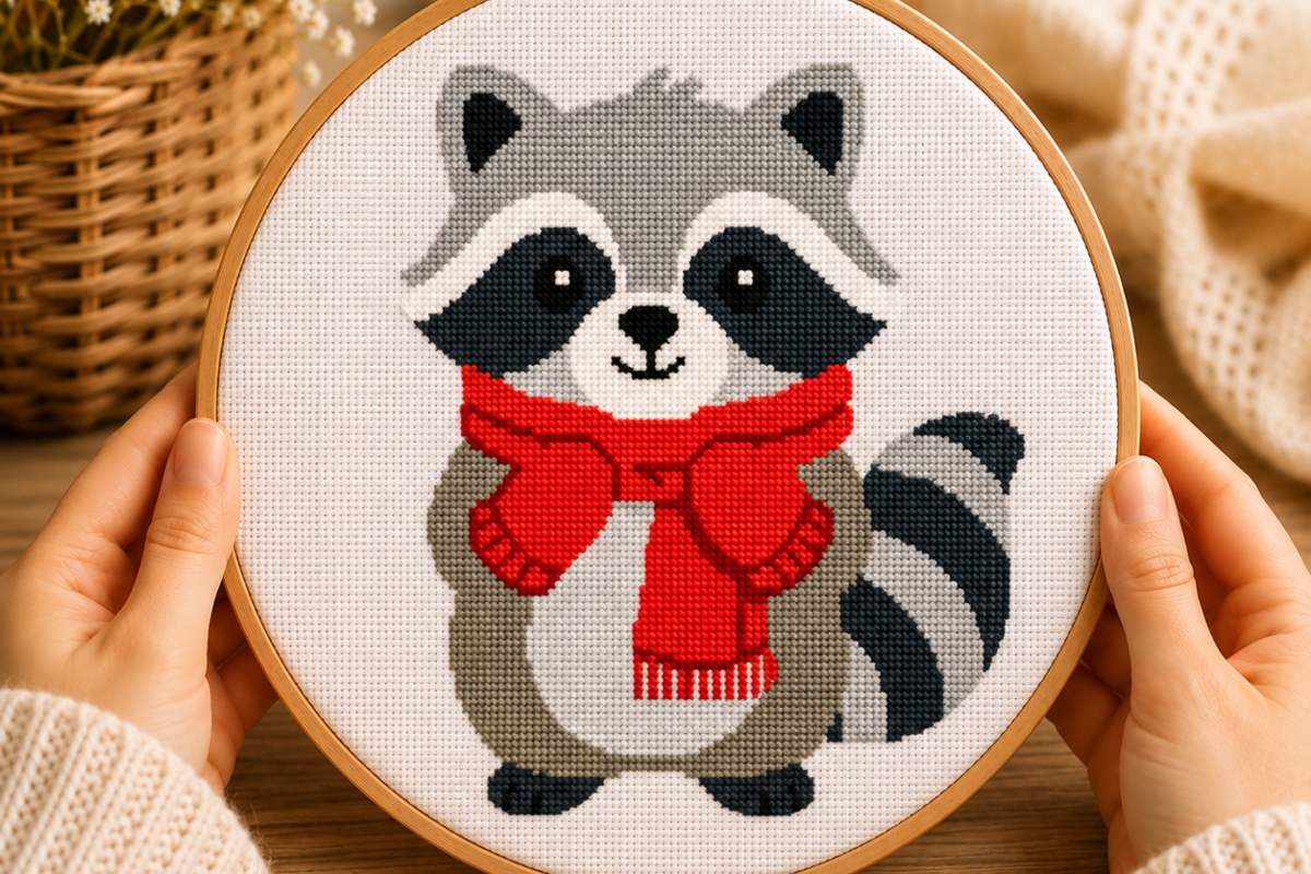 Raccoon Cross Stitch Pattern PDF