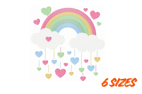 Rainbow Hearts Embroidery Design Pattern