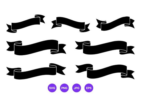 Ribbon Banner Silhouette Vector Set Gráfico Ilustrações para Impressão Por DesignVectx