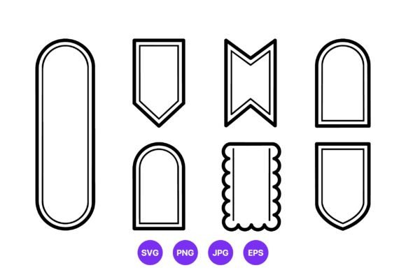 Simple Black White Label Shapes