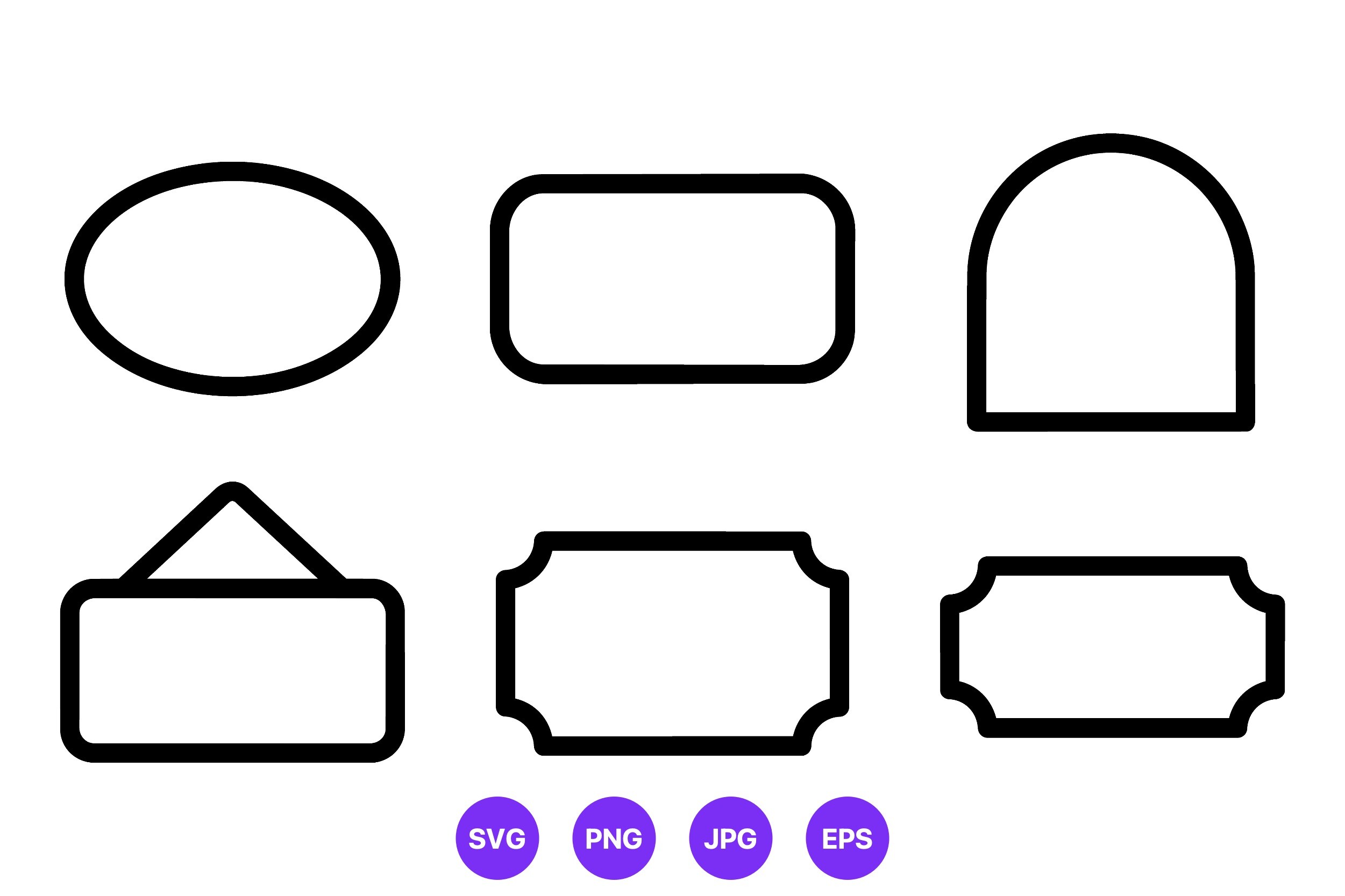 Six Geometric Label Shapes Vector Art