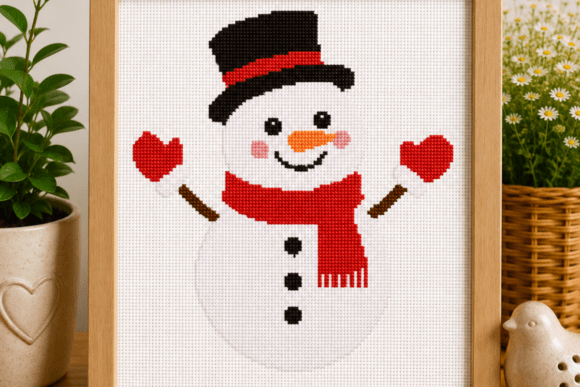 Snowman Carrot Nose Cross Stitch PDF