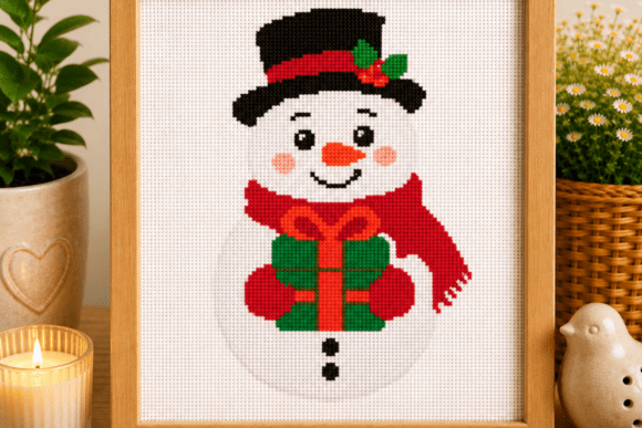 Snowman Gift Cross Stitch