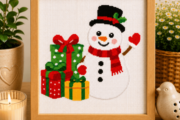 Snowman Gift Pile Cross Stitch PDF