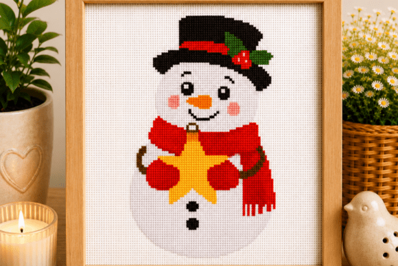 Snowman Star Cross Stitch Pattern