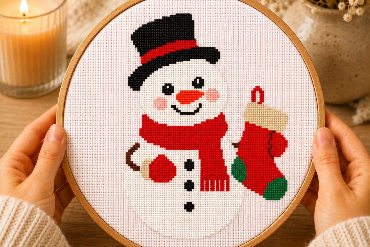 Snowman Stocking Cross Stitch PDF