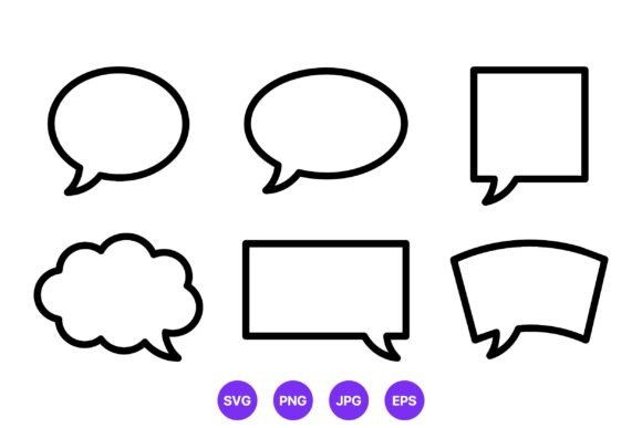 Speech Bubble Line Art Vector Set