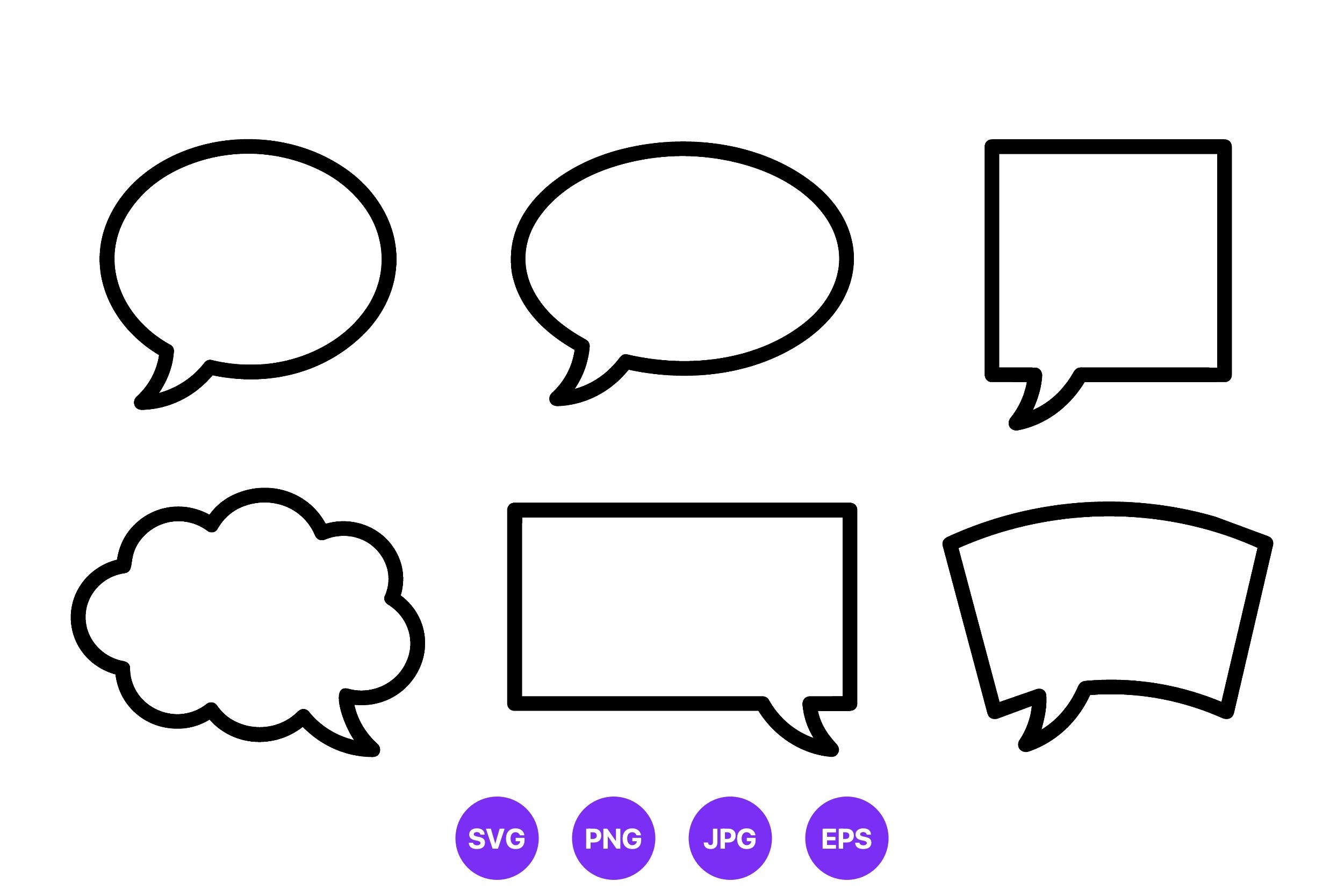 Speech Bubble Line Art Vector Set